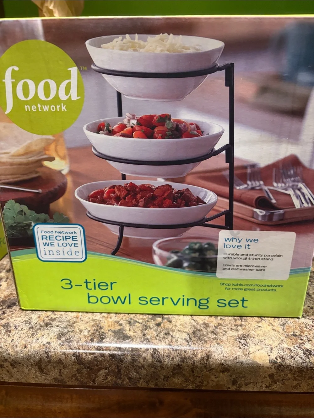 NWT Food Network White 3-Tier Bowl Serving Set
